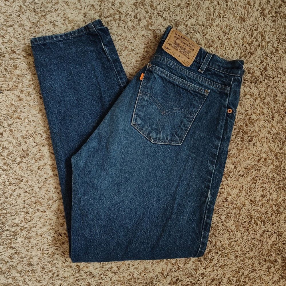 Vtg Levi's 550 Jeans Men Sz 36x32 Button Fly Straight Leg Denim Pants Orange Tab